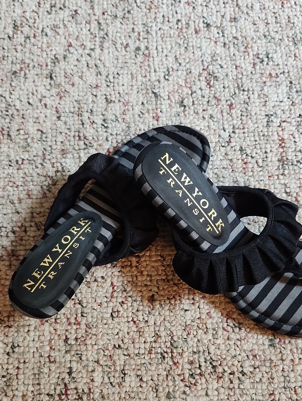 New York Transit Wedge Sandals, Ruffle  Detail, Sz 8M,  Used A Couple Times.